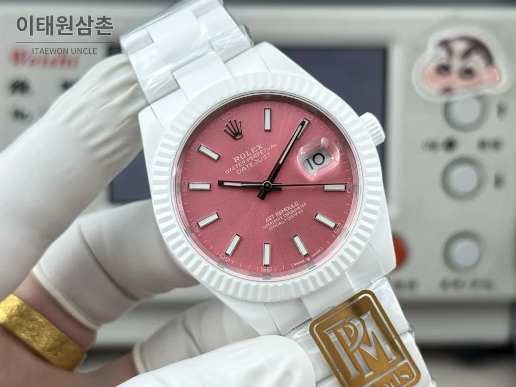 롤렉스 데이트저스트 화이트세라믹 선레이다이얼 오토매틱 41mm 세라믹 브레이슬릿 (3)