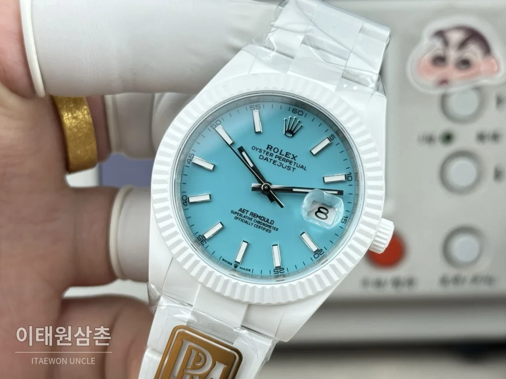롤렉스 데이트저스트 화이트세라믹 선레이다이얼 오토매틱 41mm 세라믹 브레이슬릿 (2)