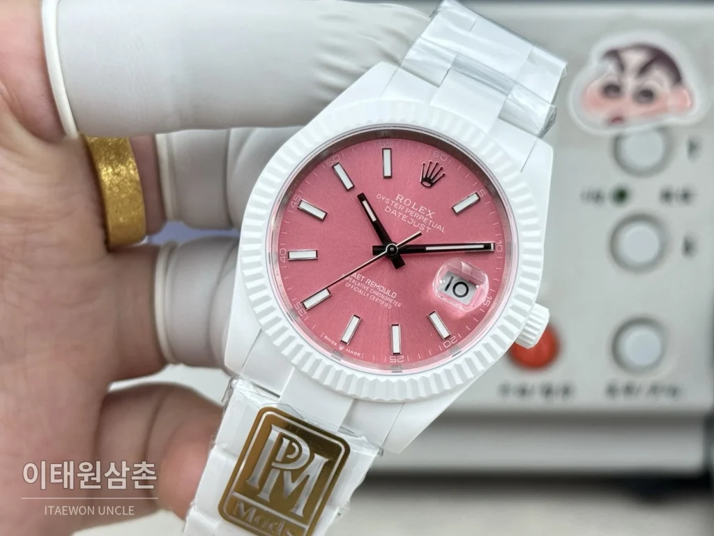 롤렉스 데이트저스트 화이트세라믹 선레이다이얼 오토매틱 41mm 세라믹 브레이슬릿 (3)