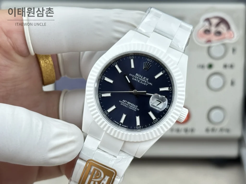 롤렉스 데이트저스트 화이트세라믹 선레이다이얼 오토매틱 41mm 세라믹 브레이슬릿 (4)