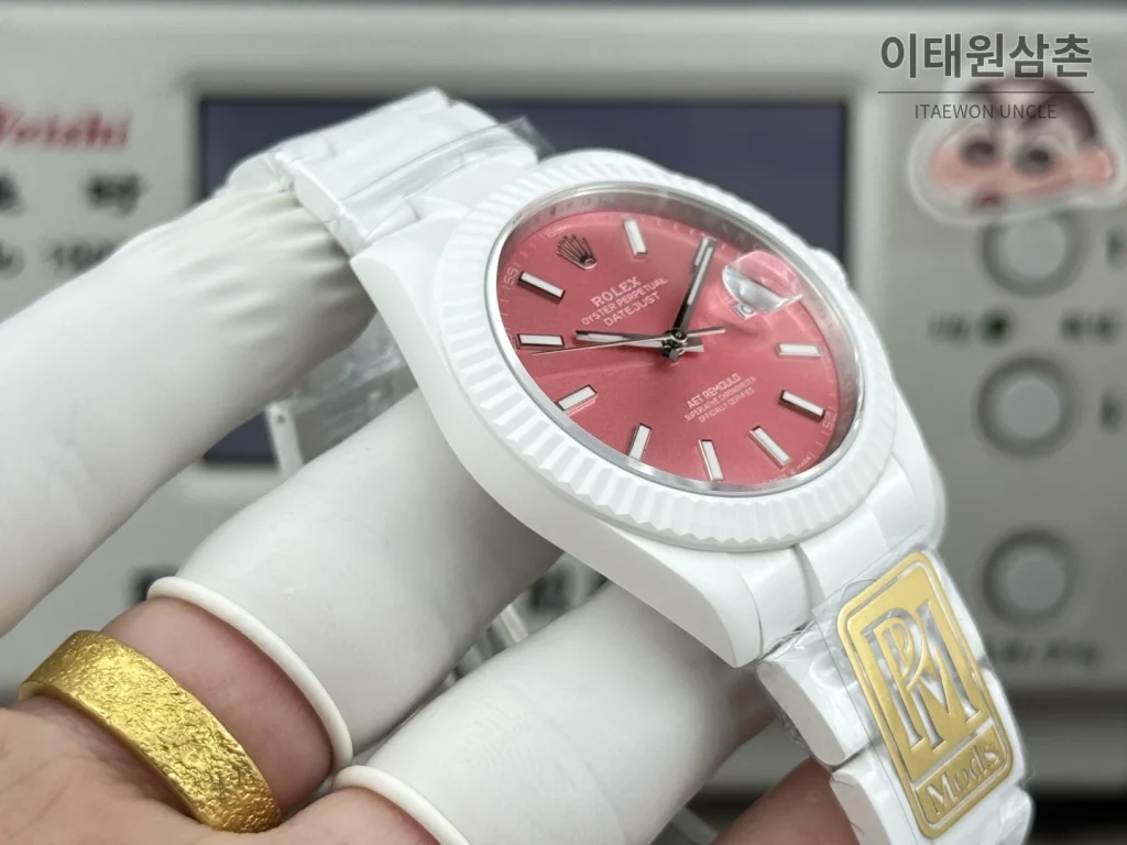 롤렉스 데이트저스트 화이트세라믹 선레이다이얼 오토매틱 41mm 세라믹 브레이슬릿 (3)