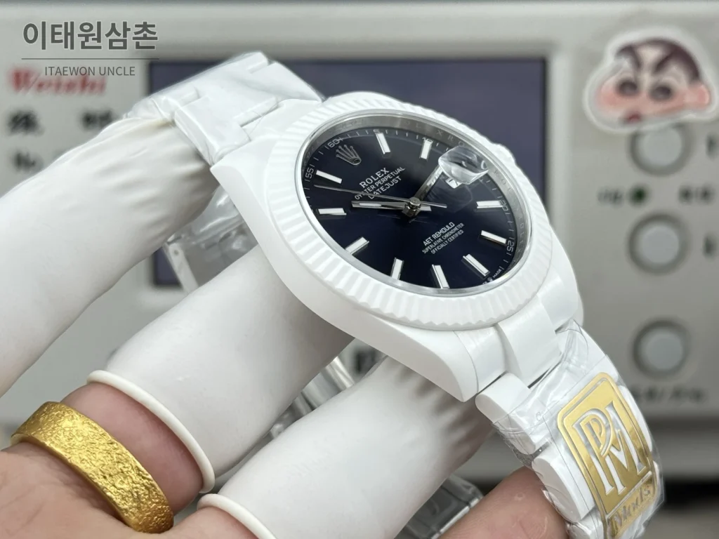 롤렉스 데이트저스트 화이트세라믹 선레이다이얼 오토매틱 41mm 세라믹 브레이슬릿 (4)