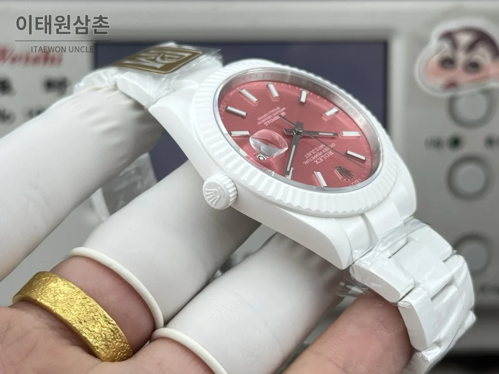 롤렉스 데이트저스트 화이트세라믹 선레이다이얼 오토매틱 41mm 세라믹 브레이슬릿 (3)