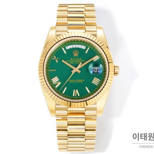 롤렉스 데이데이트 40 골드 프레지던트 브레이슬릿 오토매틱 40mm 그린 다이얼