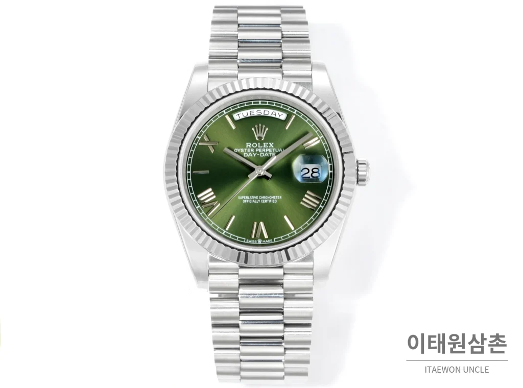 롤렉스 데이데이트 40 골드 프레지던트 브레이슬릿 오토매틱 40mm 그린 다이얼 (2)