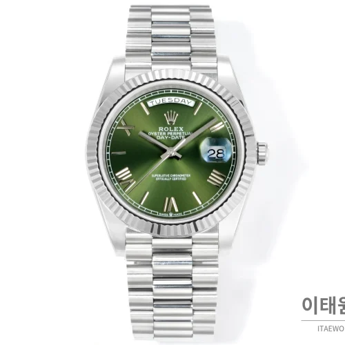 롤렉스 데이데이트 40 골드 프레지던트 브레이슬릿 오토매틱 40mm 그린 다이얼 (2)