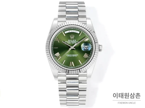 롤렉스 데이데이트 40 골드 프레지던트 브레이슬릿 오토매틱 40mm 그린 다이얼 (2)