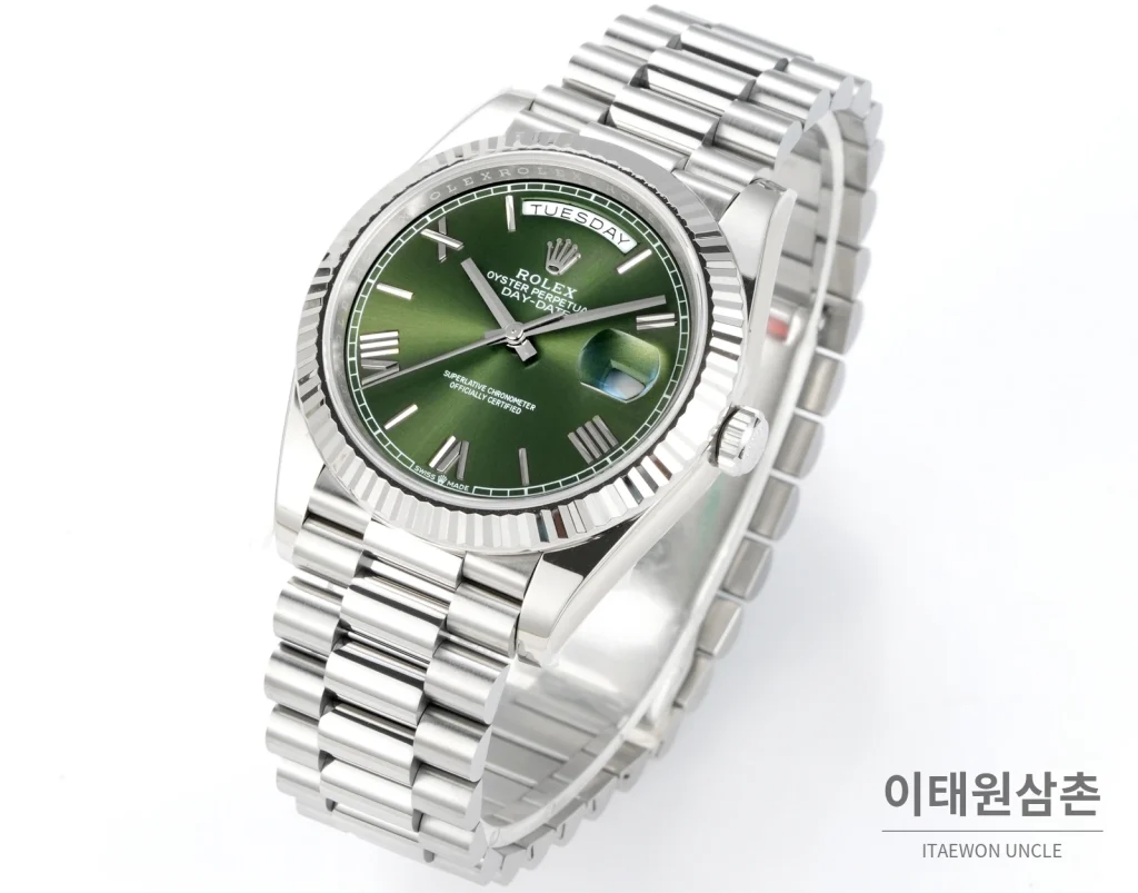 롤렉스 데이데이트 40 골드 프레지던트 브레이슬릿 오토매틱 40mm 그린 다이얼 (2)