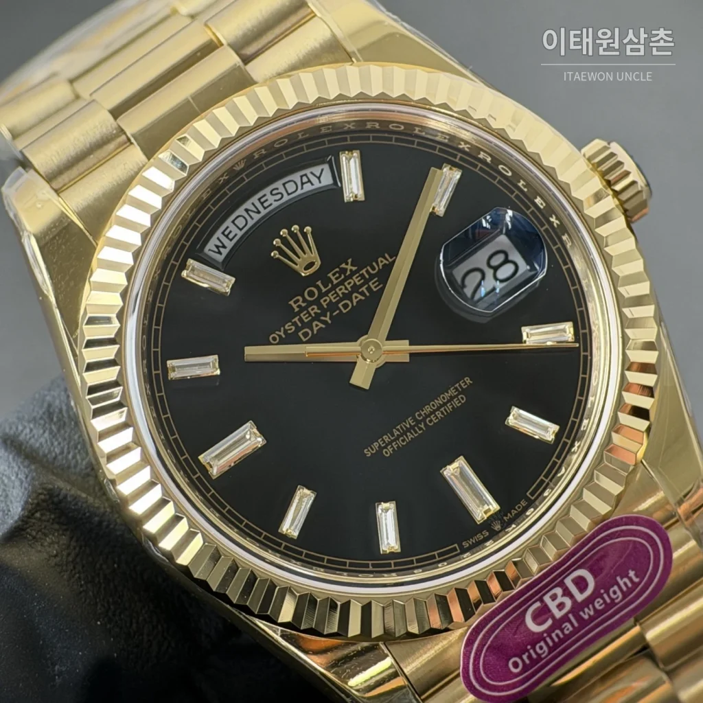 롤렉스 데이데이트 블랙 바게트다이얼 오토매틱