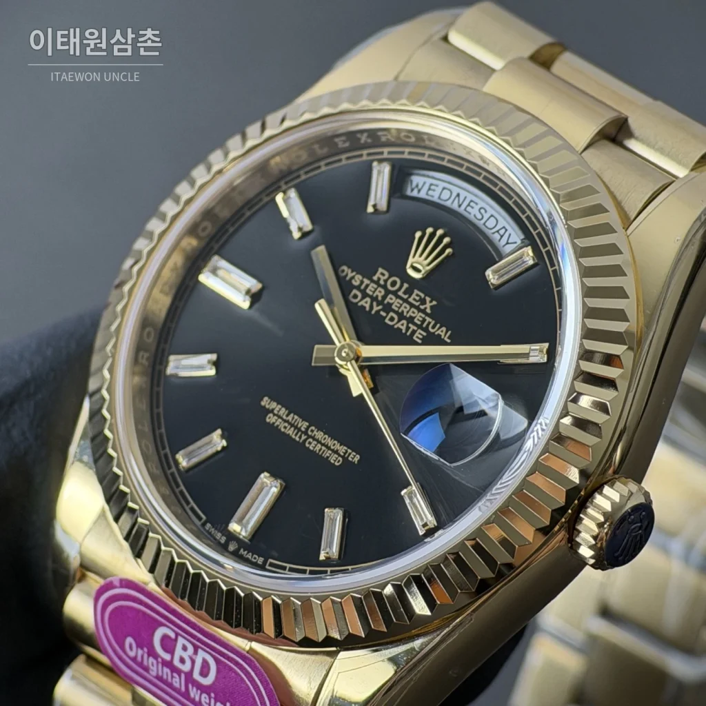 롤렉스 데이데이트 블랙 바게트다이얼 오토매틱