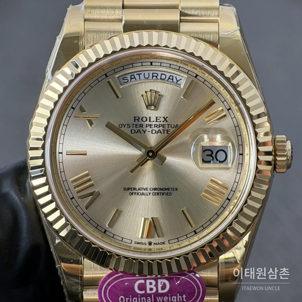 롤렉스 데이데이트 샴페인 로만다이얼 오토매틱 40mm