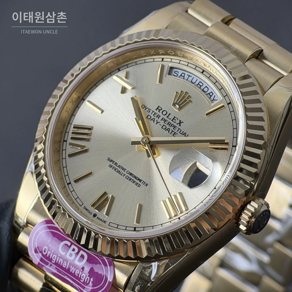 롤렉스 데이데이트 샴페인 로만다이얼 오토매틱 40mm
