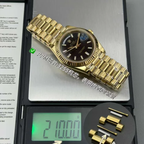롤렉스 데이데이트 스틸 골드톤 프레지던트 브레이슬릿 데이데이트 오토매틱 40mm 블랙 다이얼