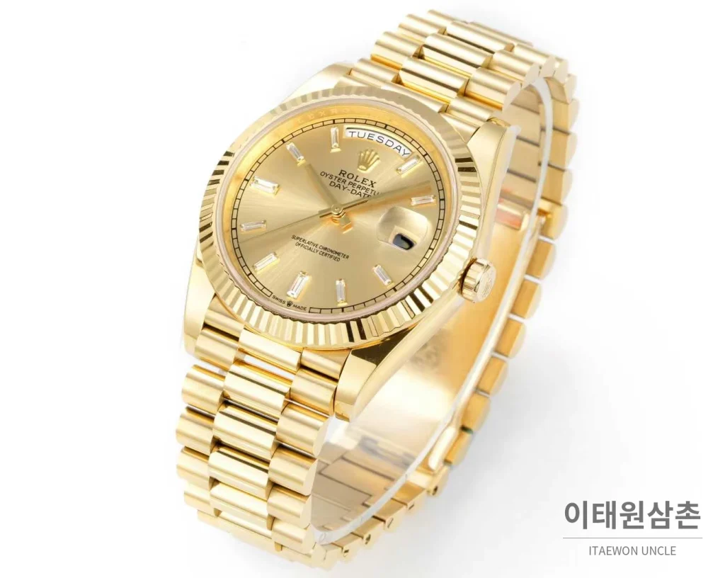 롤렉스 데이데이트 스틸 골드톤 프레지던트 브레이슬릿 데이데이트 오토매틱 40mm 샴페인 다이얼 (2)