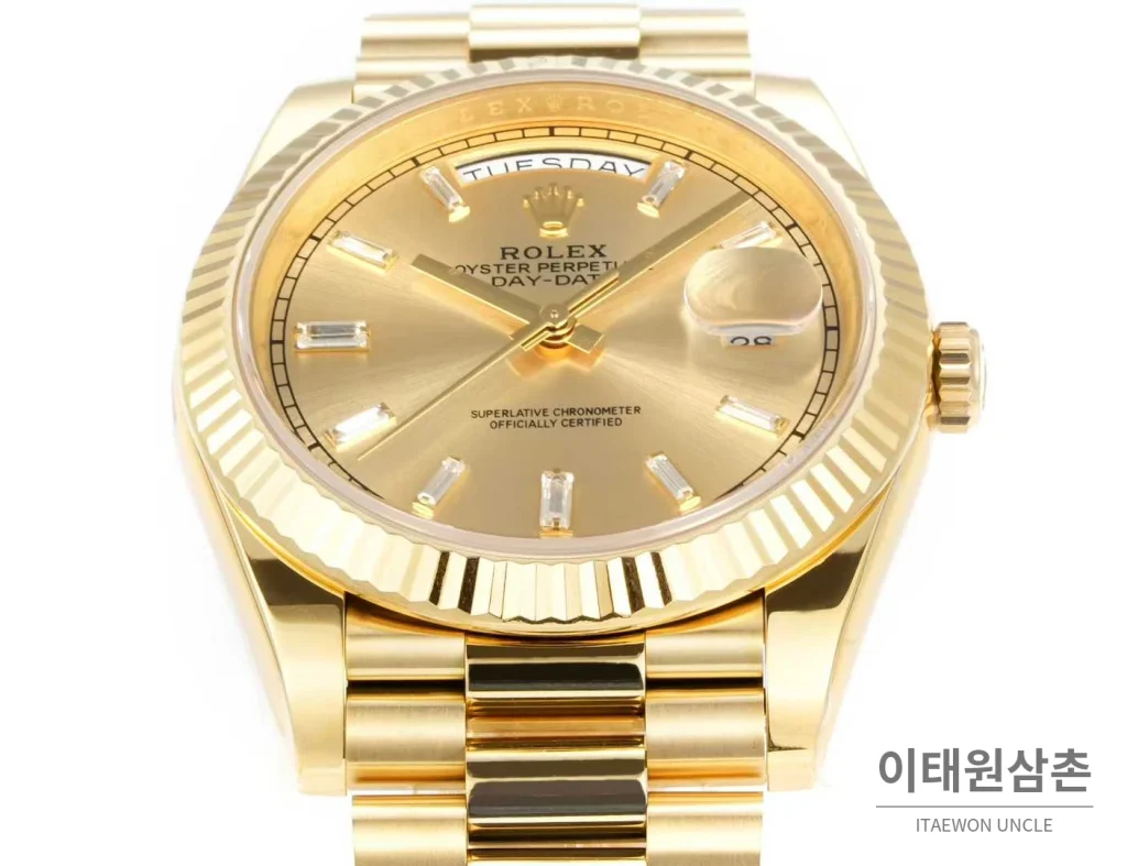 롤렉스 데이데이트 스틸 골드톤 프레지던트 브레이슬릿 데이데이트 오토매틱 40mm 샴페인 다이얼 (2)