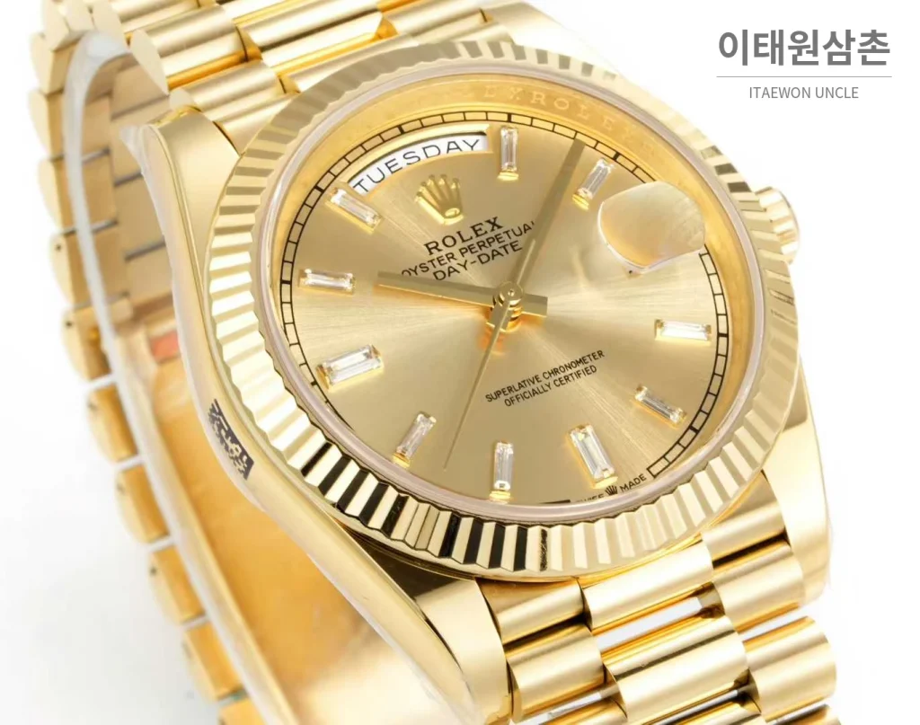 롤렉스 데이데이트 스틸 골드톤 프레지던트 브레이슬릿 데이데이트 오토매틱 40mm 샴페인 다이얼 (2)