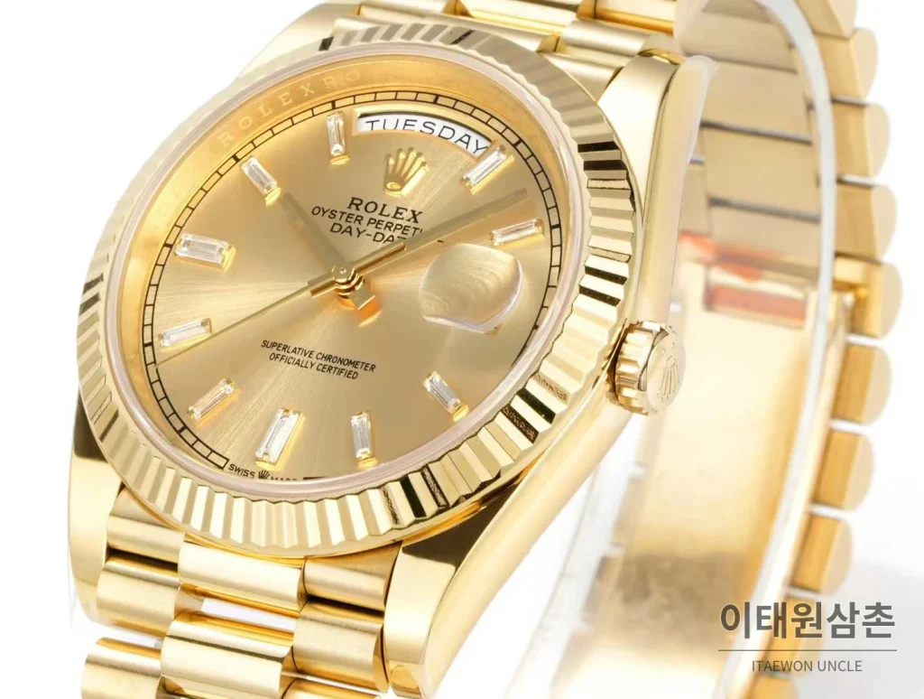 롤렉스 데이데이트 스틸 골드톤 프레지던트 브레이슬릿 데이데이트 오토매틱 40mm 샴페인 다이얼 (2)