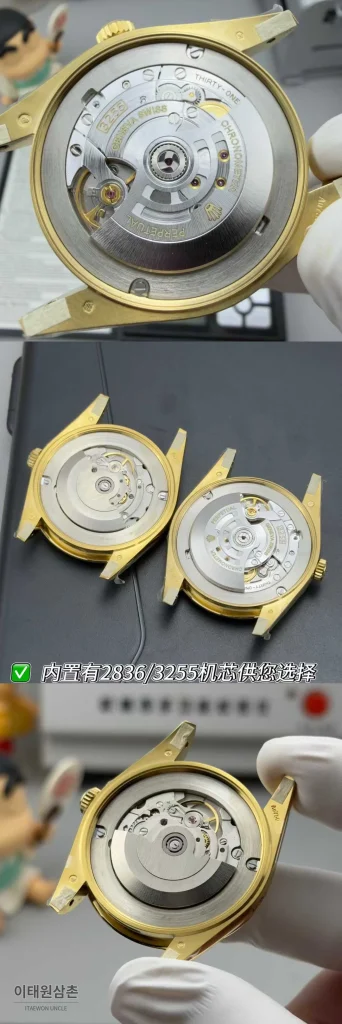 롤렉스 데이데이트 스틸 골드톤 프레지던트 브레이슬릿 데이데이트 오토매틱 40mm 블랙 다이얼