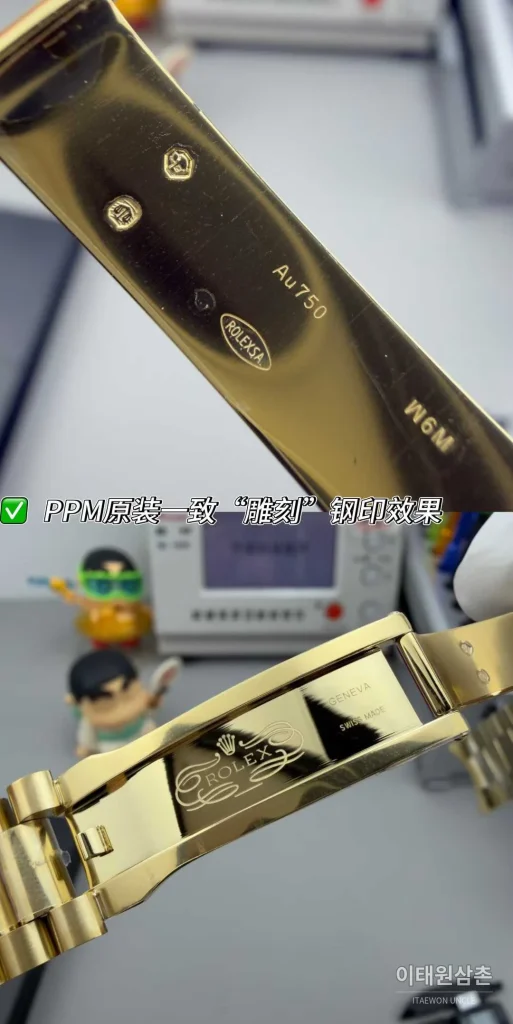롤렉스 데이데이트 스틸 골드톤 프레지던트 브레이슬릿 데이데이트 오토매틱 40mm 블랙 다이얼