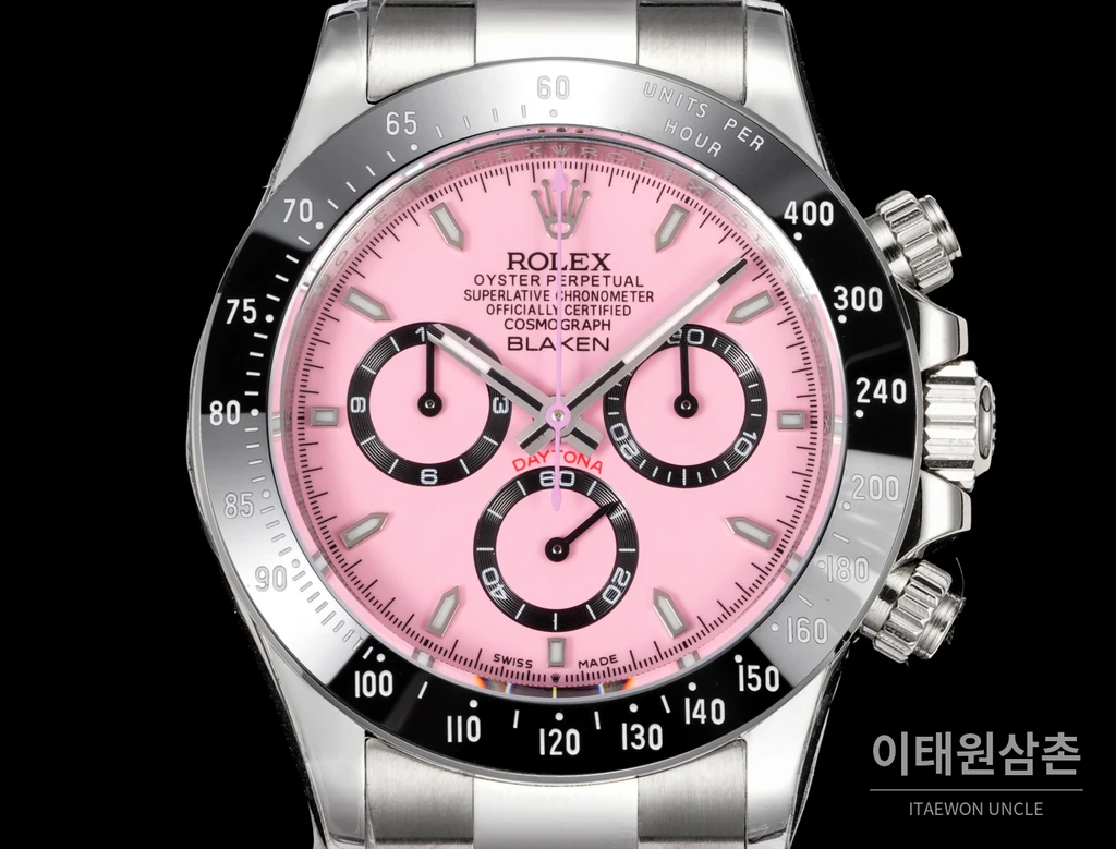 롤렉스 데이토나 4세대 BLAKEN 카본베젤 핑크다이얼 오토매틱 40mm