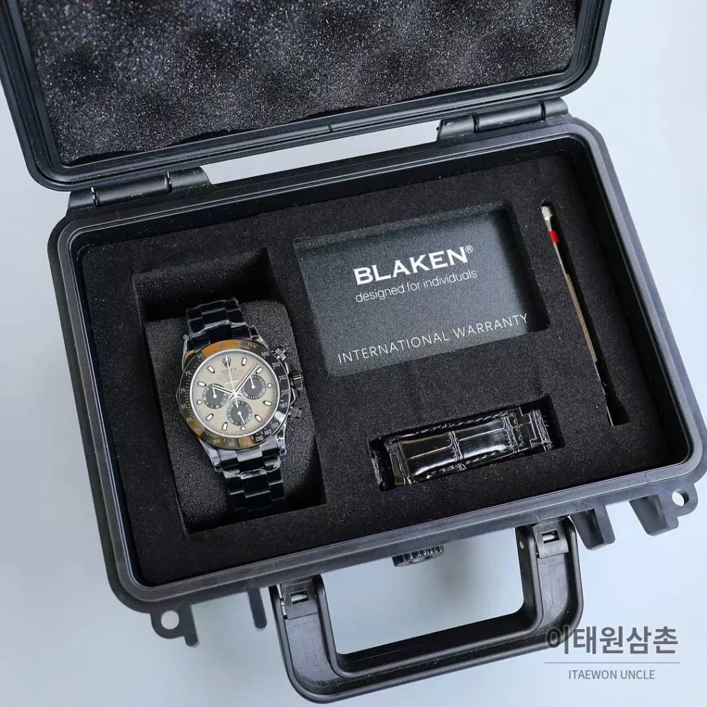 롤렉스 데이토나 904L스틸 올블랙 PVD 크로노그래프 오토매틱 40mm 그레이 다이얼
