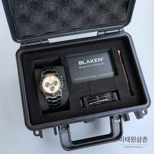 롤렉스 데이토나 904L스틸 올블랙 PVD 크로노그래프 오토매틱 40mm 샴페인 다이얼