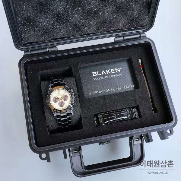 롤렉스 데이토나 904L스틸 올블랙 PVD 크로노그래프 오토매틱 40mm 샴페인 다이얼