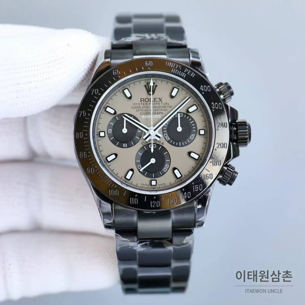 롤렉스 데이토나 904L스틸 올블랙 PVD 크로노그래프 오토매틱 40mm 그레이 다이얼