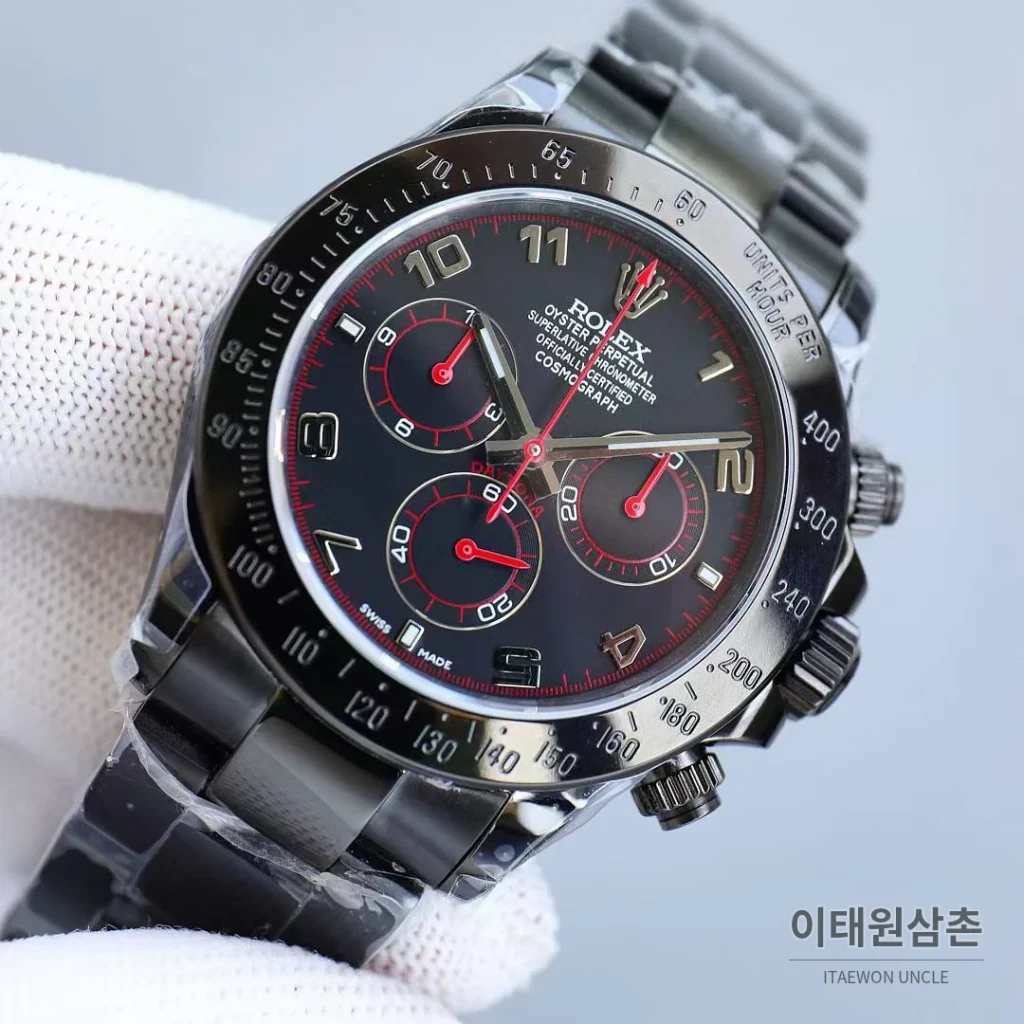 롤렉스 데이토나 904L스틸 올블랙 PVD 크로노그래프 오토매틱 40mm 블랙 다이얼