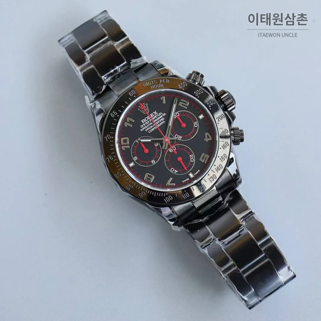 롤렉스 데이토나 904L스틸 올블랙 PVD 크로노그래프 오토매틱 40mm 블랙 다이얼