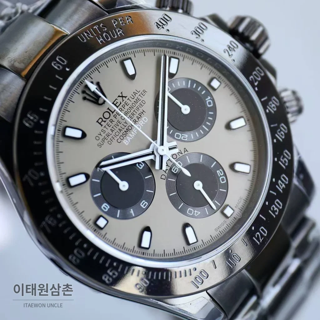롤렉스 데이토나 904L스틸 올블랙 PVD 크로노그래프 오토매틱 40mm 그레이 다이얼