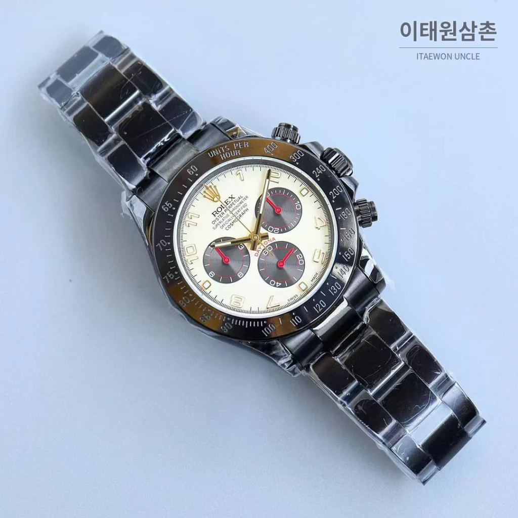 롤렉스 데이토나 904L스틸 올블랙 PVD 크로노그래프 오토매틱 40mm 샴페인 다이얼