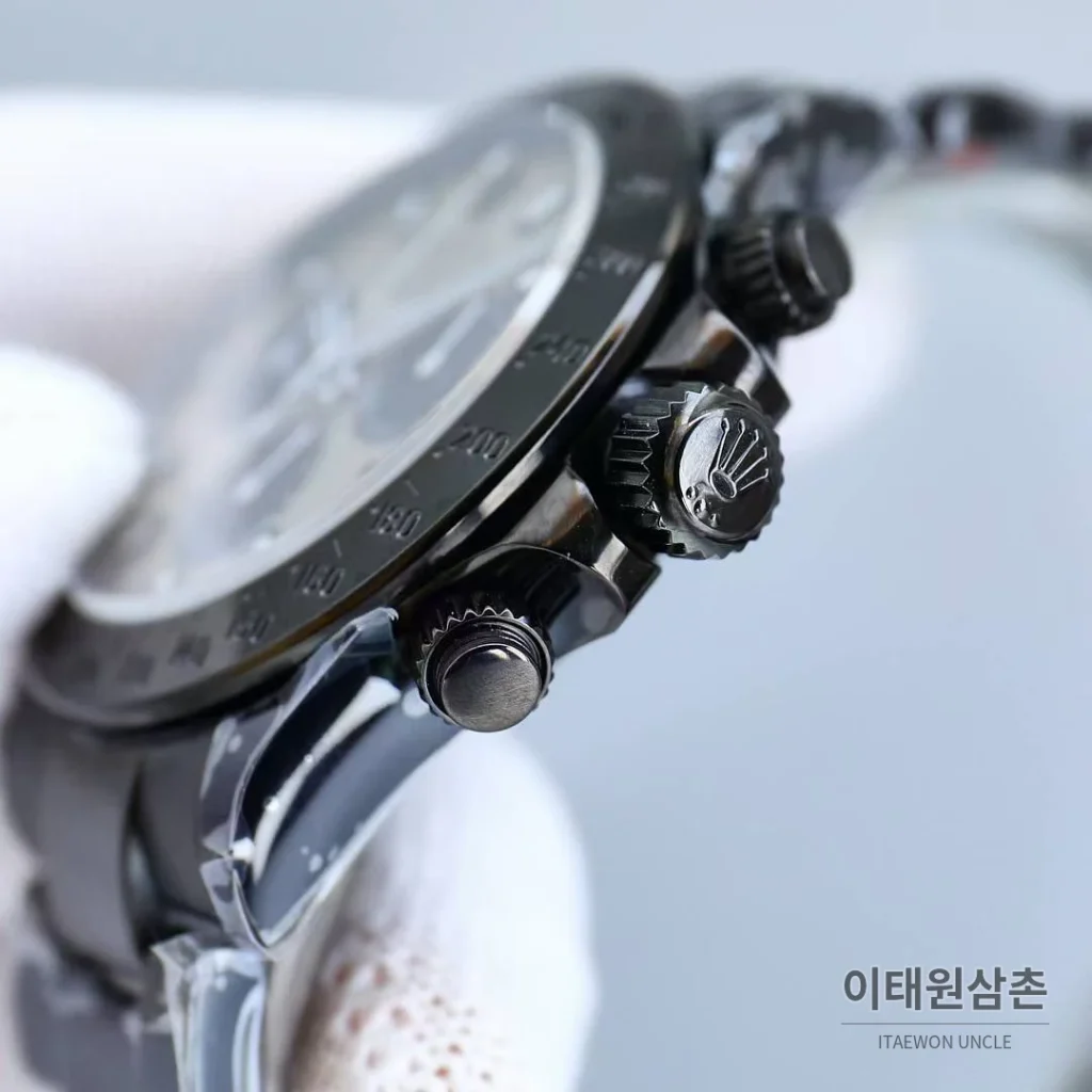 롤렉스 데이토나 904L스틸 올블랙 PVD 크로노그래프 오토매틱 40mm 그레이 다이얼