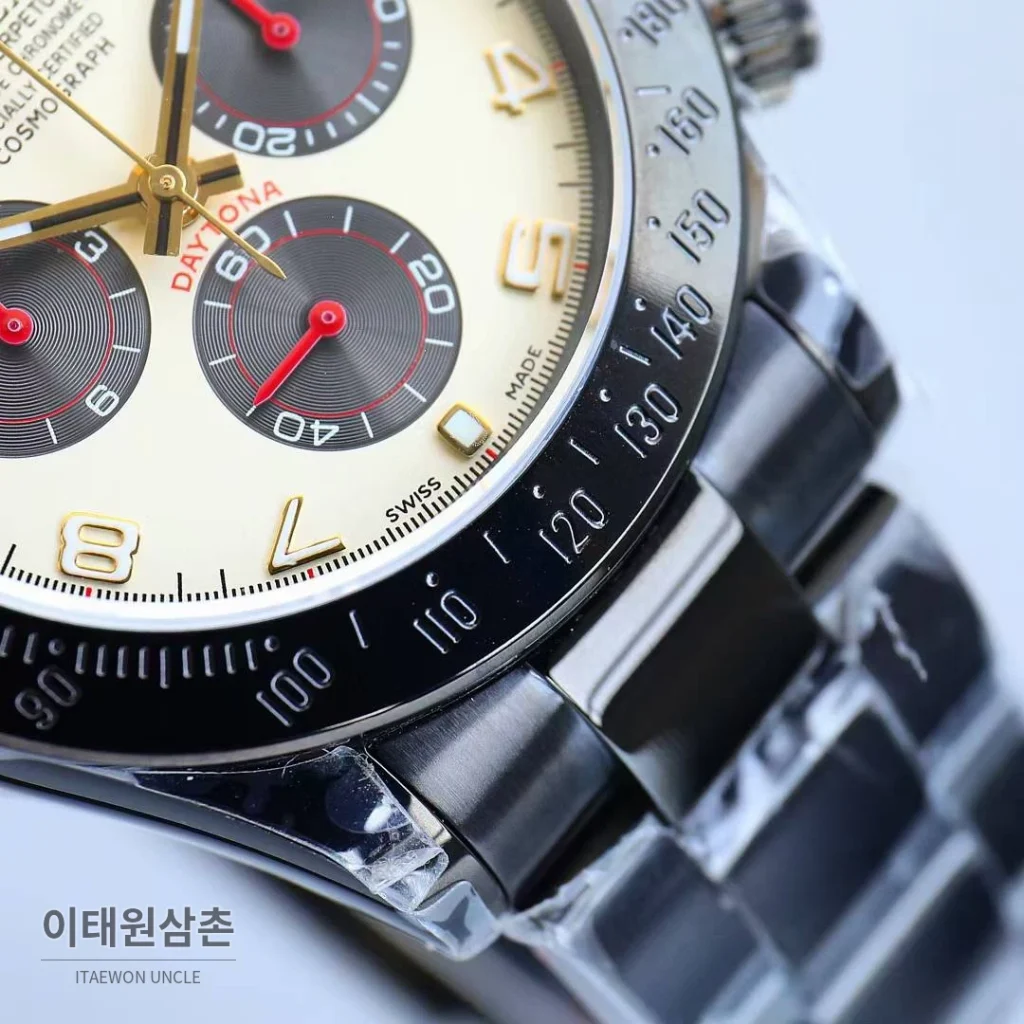 롤렉스 데이토나 904L스틸 올블랙 PVD 크로노그래프 오토매틱 40mm 샴페인 다이얼