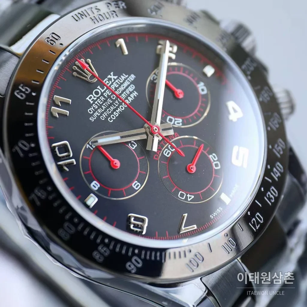 롤렉스 데이토나 904L스틸 올블랙 PVD 크로노그래프 오토매틱 40mm 블랙 다이얼