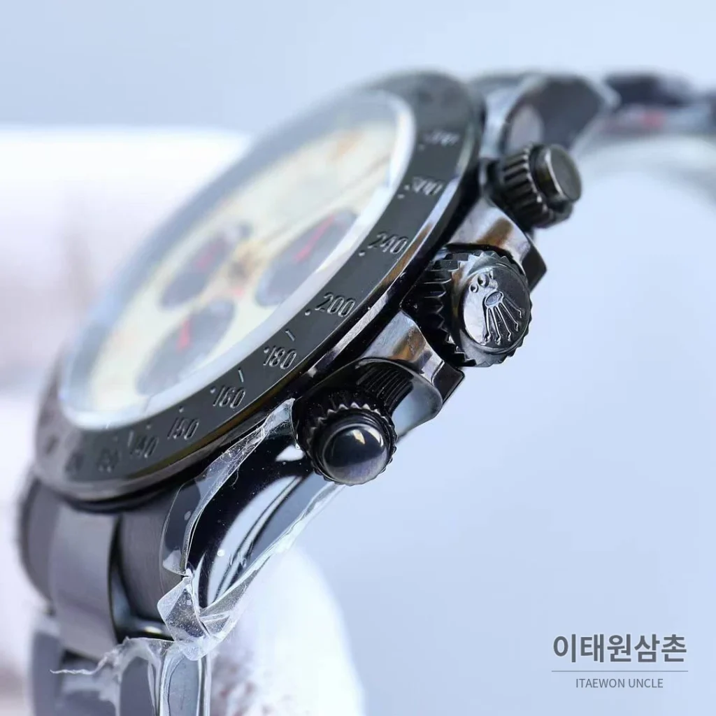 롤렉스 데이토나 904L스틸 올블랙 PVD 크로노그래프 오토매틱 40mm 샴페인 다이얼