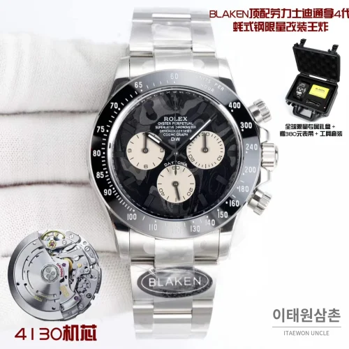 롤렉스 데이토나 904L 스틸 블랙다이얼 크로노그래프 오토매틱 40mm (6)