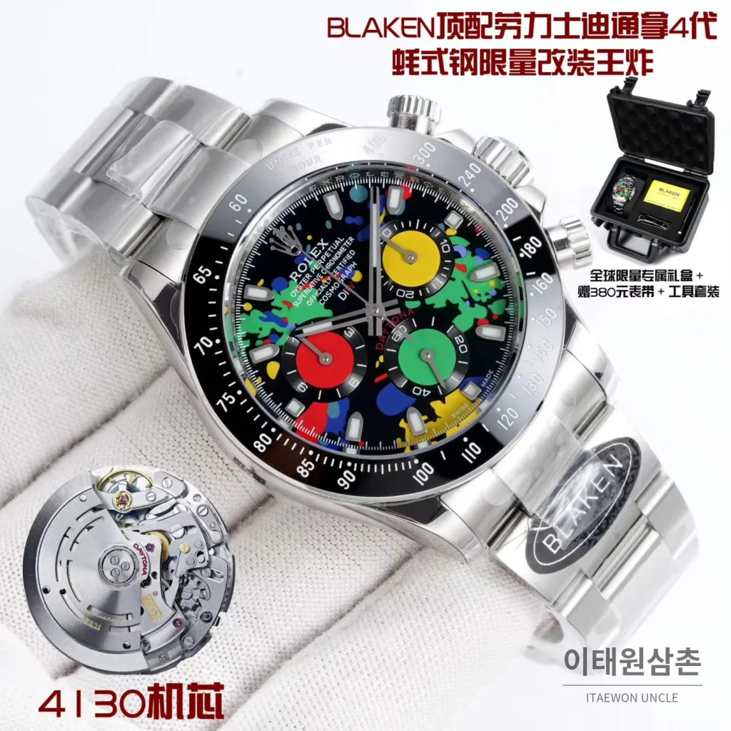 롤렉스 데이토나 904L 스틸 블랙다이얼 크로노그래프 오토매틱 40mm (4)