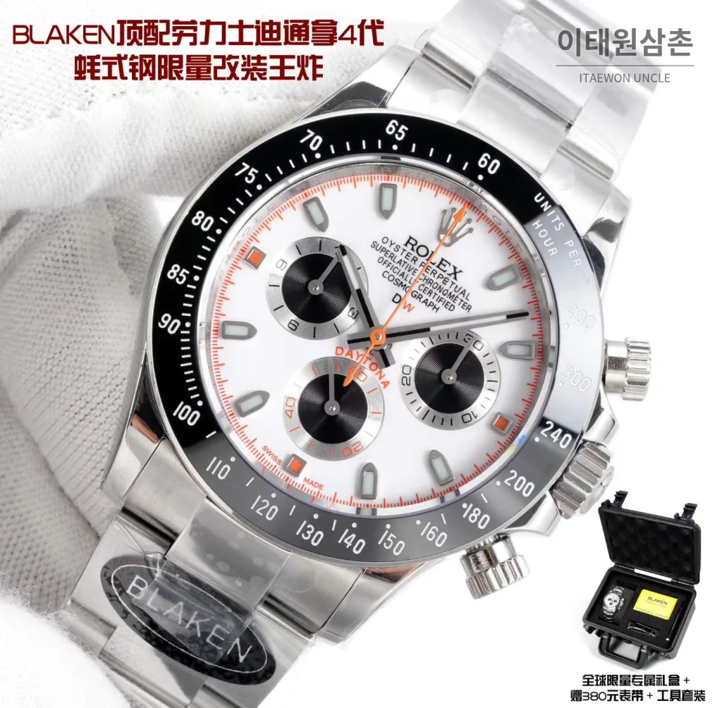 롤렉스 데이토나 904L 스틸 블랙다이얼 크로노그래프 오토매틱 40mm (3)