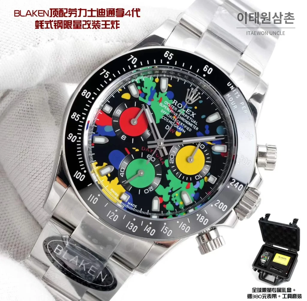 롤렉스 데이토나 904L 스틸 블랙다이얼 크로노그래프 오토매틱 40mm (4)