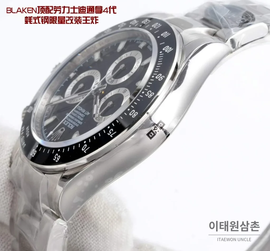 롤렉스 데이토나 904L 스틸 블랙다이얼 크로노그래프 오토매틱 40mm (5)