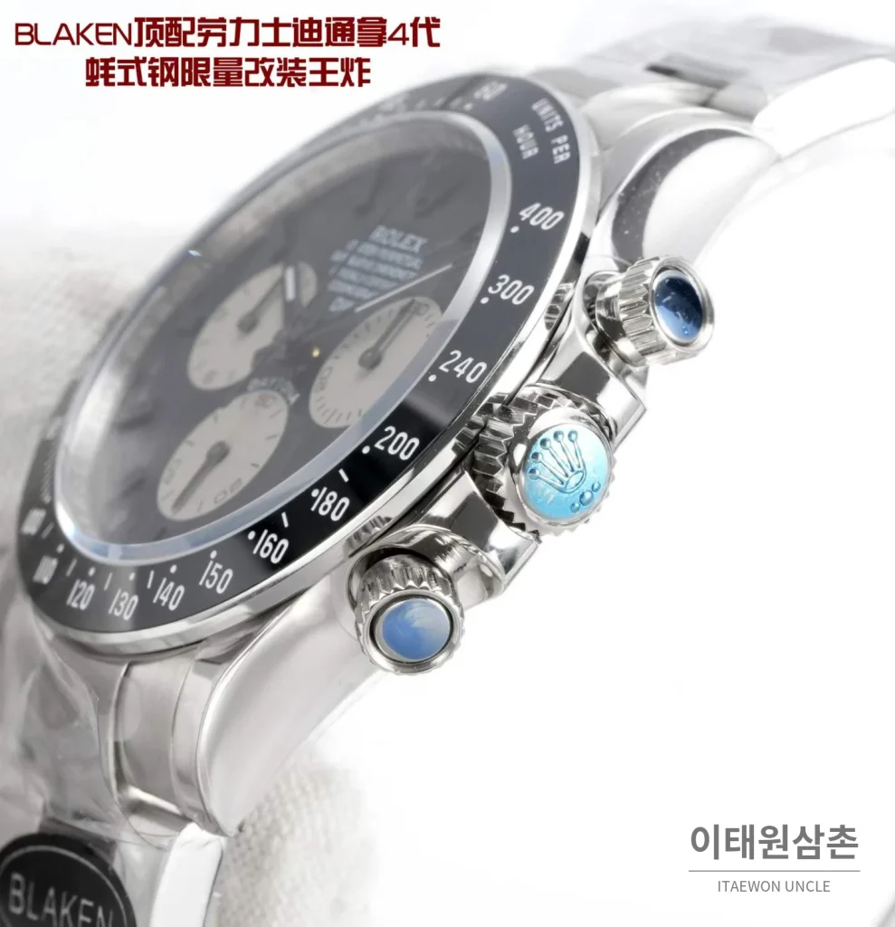 롤렉스 데이토나 904L 스틸 블랙다이얼 크로노그래프 오토매틱 40mm (6)