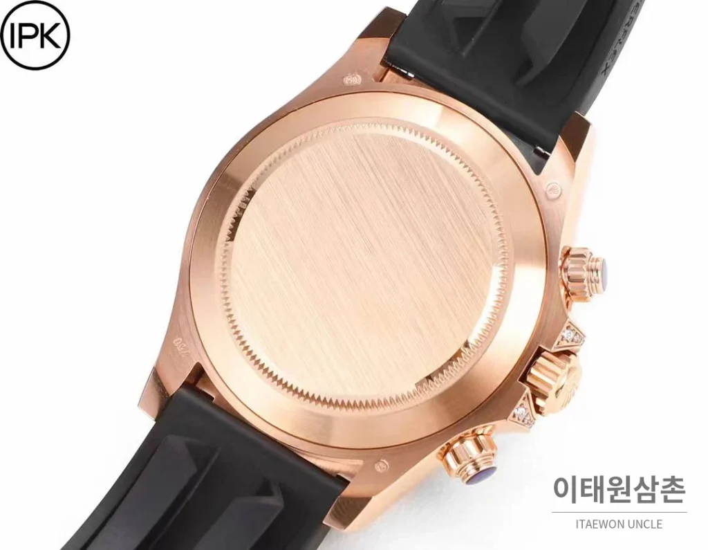 롤렉스 데이토나 904L스틸 블랙다이얼 레인보우베젤 크로노그래프 오토매틱 40mm 블랙 러버 스트랩