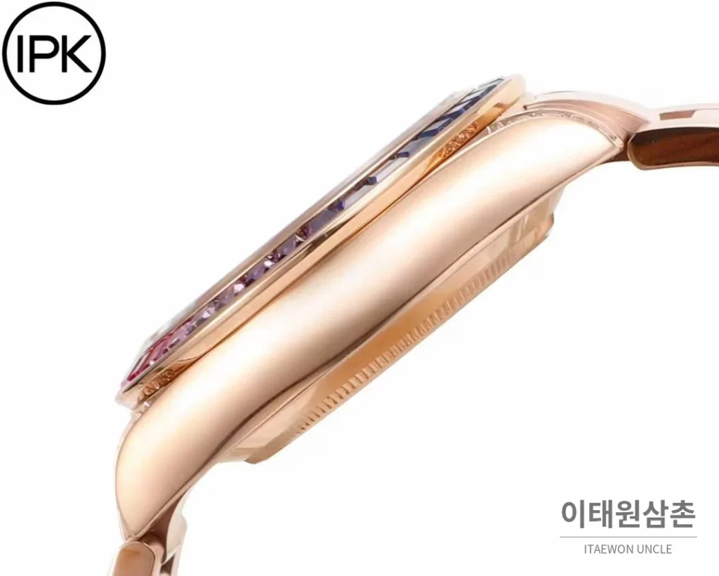 롤렉스 데이토나 904L스틸 블랙다이얼 레인보우베젤 크로노그래프 오토매틱 40mm 로즈골드 브레이슬릿