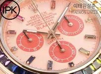 롤렉스 데이토나 904L스틸 블랙다이얼 레인보우베젤 크로노그래프 오토매틱 40mm 블랙 러버 스트랩