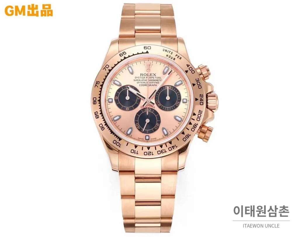 롤렉스 데이토나 904L스틸 세라믹베젤 크로노그래프 오토매틱 샴페인 다이얼 로즈골드 브레이슬릿