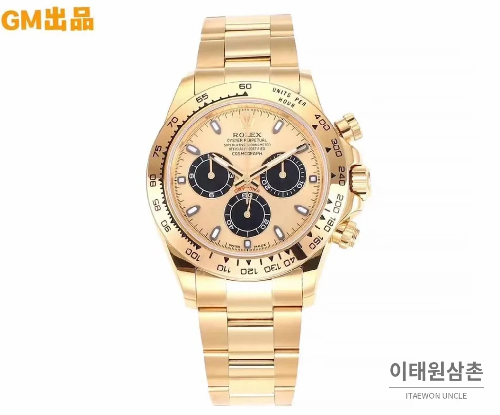 롤렉스 데이토나 904L스틸 세라믹베젤 크로노그래프 오토매틱 샴페인 다이얼 골드 브레이슬릿