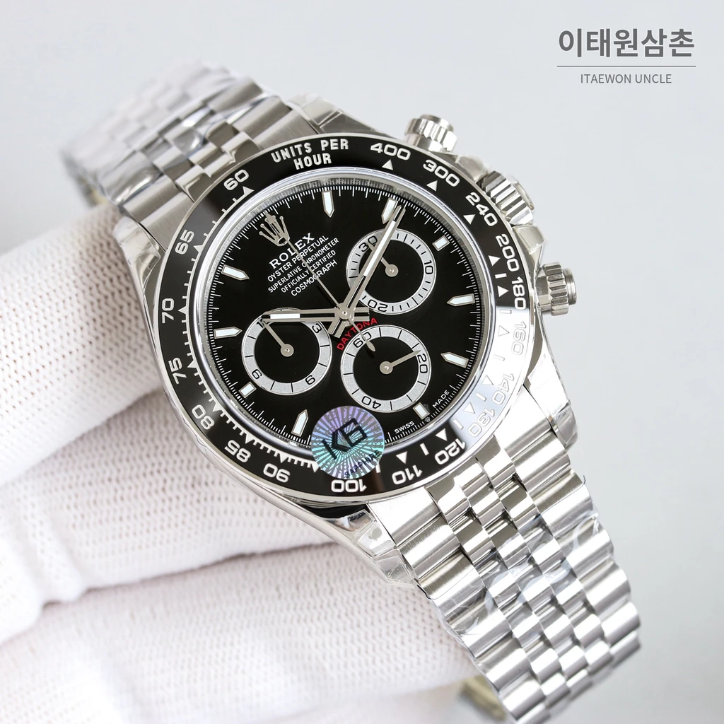 롤렉스 데이토나 904L 스틸 세라믹 베젤 주빌리 블랙다이얼 오토매틱 40mm