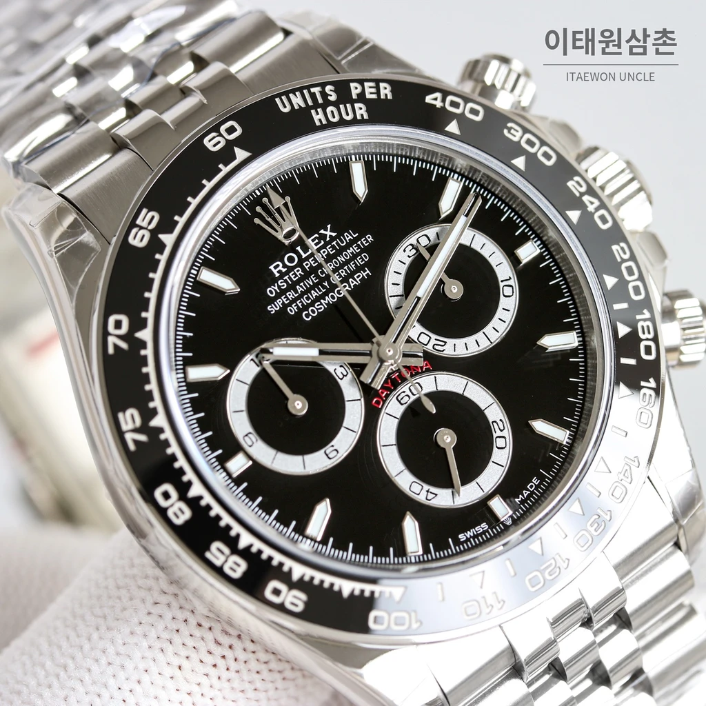 롤렉스 데이토나 904L 스틸 세라믹 베젤 주빌리 블랙다이얼 오토매틱 40mm