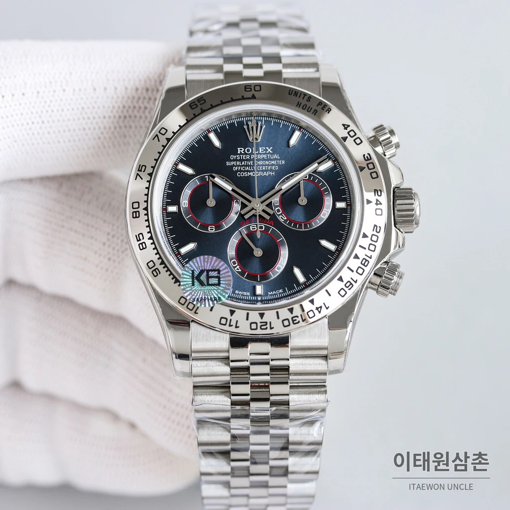 롤렉스 데이토나 904L 스틸 세라믹 베젤 주빌리 네이비다이얼 오토매틱 40mm